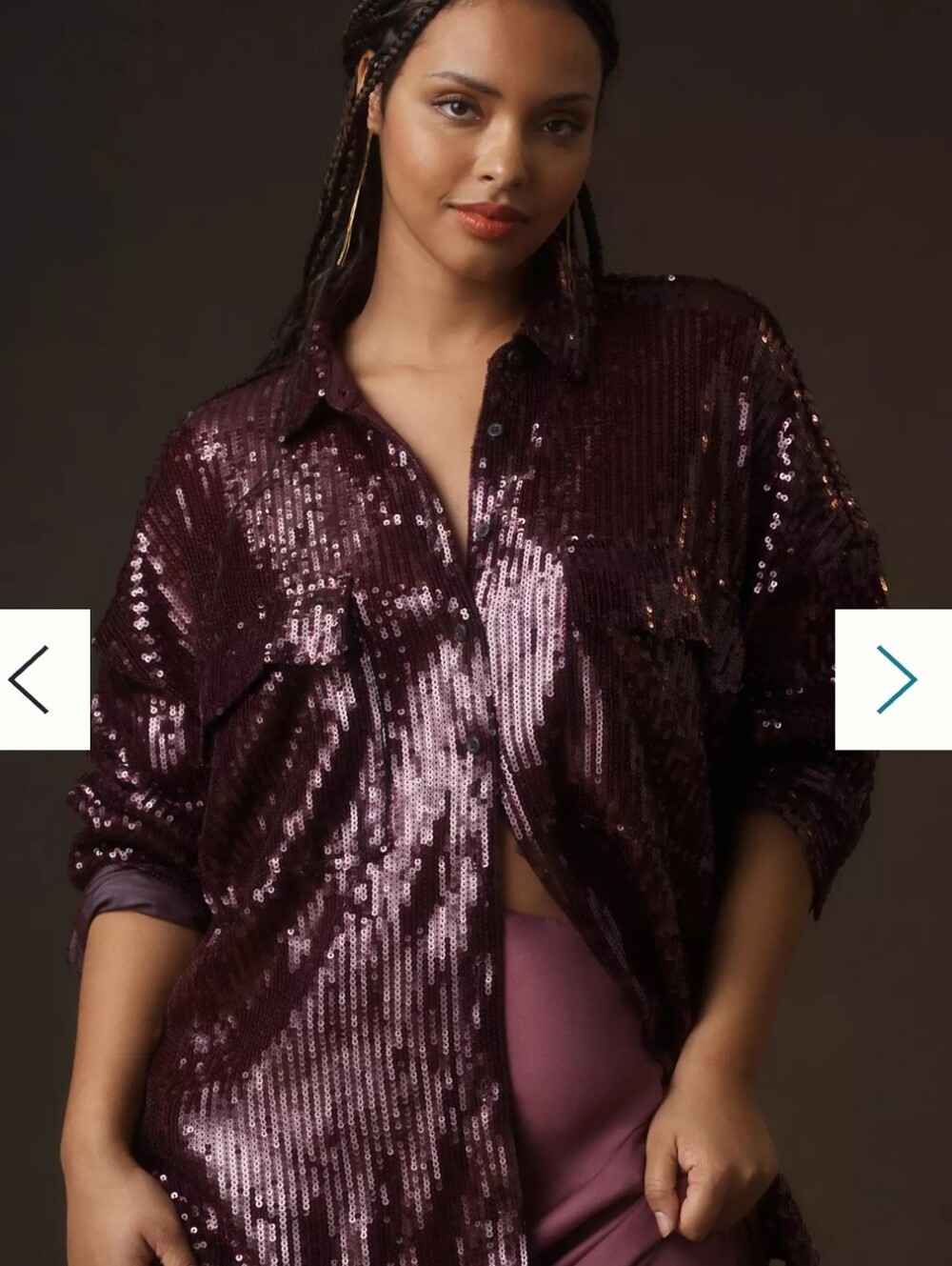 Pilcro Sequin Button-Down Shirt in Burgandy